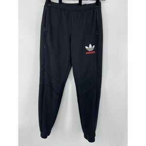 Adidas Pants Mens Medium Black Trefoil Joggers Originals Texture Track Gym Sport